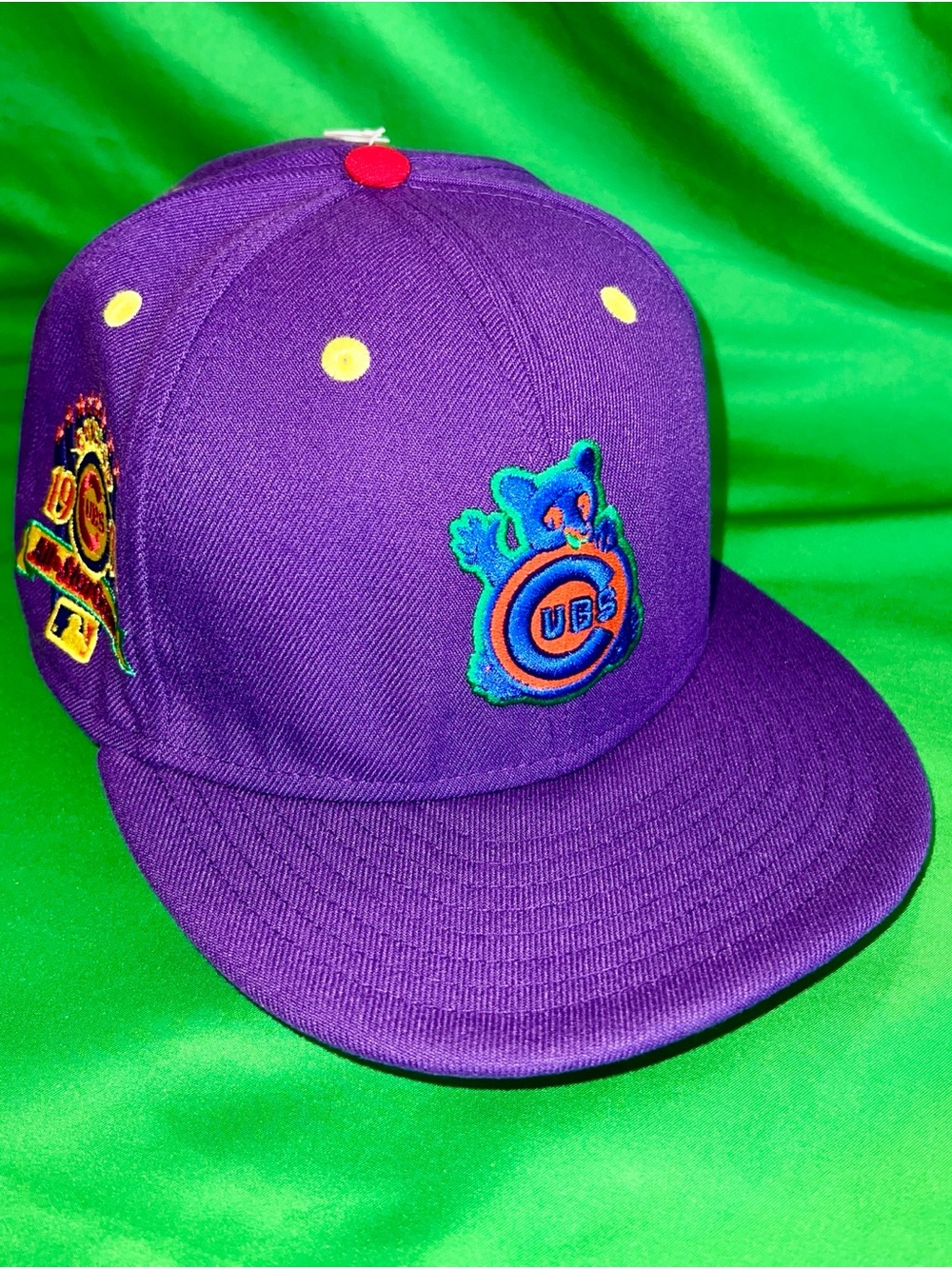 Size 8 NewEra Purple Cubs embroidered Hat Yellow Red 1990 chicago all star game